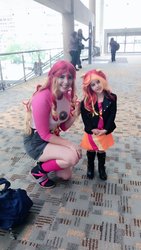 Size: 675x1199 | Tagged: safe, artist:maddymoiselle, sunset shimmer, human, bronycon, bronycon 2017, equestria girls, g4, my little pony equestria girls: legend of everfree, clothes, cosplay, costume, cute, daaaaaaaaaaaw, hnnng, irl, irl human, photo, shimmerbetes, target demographic