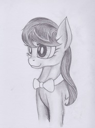 Size: 1544x2088 | Tagged: safe, artist:scribblepwn3, octavia melody, earth pony, pony, g4, bust, female, monochrome, pencil drawing, portrait, solo, traditional art