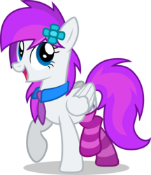Size: 6200x7173 | Tagged: safe, artist:sharemyshipment, oc, oc only, oc:lavanda, pegasus, pony, absurd resolution, clothes, female, happy, necktie, simple background, smiling, socks, solo, striped socks, thigh highs, transparent background, vector