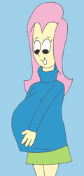 Size: 927x1936 | Tagged: safe, artist:voreandpreggos, fluttershy, equestria girls, g4, belly, clothes, fetish, pregnant, simple background, sweater, sweatershy