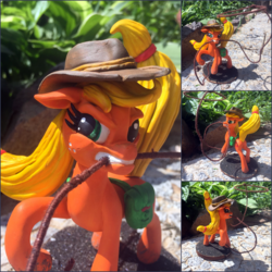 Size: 2000x2000 | Tagged: safe, artist:hampony, artist:harwick, applejack, earth pony, pony, g4, figure, hat, high res, irl, lasso, photo, rope, solo
