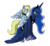 Size: 1680x1560 | Tagged: safe, artist:naughtycatnick, princess luna, oc, oc:windswept skies, alicorn, pegasus, pony, g4, braid, charm, clothes, collar, costume, dressing, in process, lunasuit, male, ponysuit, raffle prize, request, shading, simple background, smiling, stallion, suit, transparent background