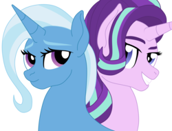 Size: 3317x2526 | Tagged: safe, artist:nightfire-613, starlight glimmer, trixie, pony, unicorn, g4, duo, female, high res, lesbian, ship:startrix, shipping, simple background, white background