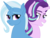 Size: 3317x2526 | Tagged: safe, artist:nightfire-613, starlight glimmer, trixie, pony, unicorn, g4, duo, female, high res, lesbian, ship:startrix, shipping, simple background, white background