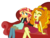Size: 1024x768 | Tagged: dead source, safe, artist:wubcakeva, adagio dazzle, sunset shimmer, equestria girls, g4, belly button, bellyrubs, clothes, commission, female, lesbian, midriff, ship:sunsagio, shipping, simple background, transparent background