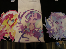 Size: 1383x1037 | Tagged: safe, starlight glimmer, sunset shimmer, trixie, pony, unicorn, g4, :3, bust, cape, china ponycon, clothes, counterparts, hat, looking at you, trixie's cape, trixie's hat, twilight's counterparts