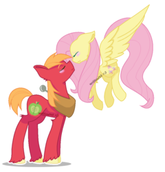 Size: 845x879 | Tagged: safe, artist:written145, big macintosh, fluttershy, earth pony, pegasus, pony, g4, female, male, mare, ship:fluttermac, shipping, simple background, stallion, straight, transparent background