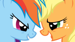 Size: 5000x2790 | Tagged: safe, artist:are-you-jealous, applejack, rainbow dash, pony, fall weather friends, g4, high res, simple background, transparent background, vector