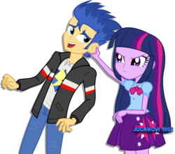 Size: 1600x1400 | Tagged: safe, artist:jucamovi1992, flash sentry, twilight sparkle, equestria girls, g4, angry, duo, ear pull, female, male, ship:flashlight, shipping, simple background, straight, transparent background, vector