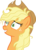 Size: 4162x5779 | Tagged: safe, artist:frownfactory, applejack, earth pony, pony, fame and misfortune, g4, .svg available, absurd resolution, blonde, blonde hair, blonde mane, cowboy hat, dishevelled, female, frazzled, green eyes, hat, mare, orange coat, simple background, smiling, solo, stressed, svg, transparent background, vector, yellow hair, yellow mane