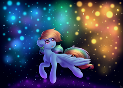 Size: 3500x2500 | Tagged: safe, artist:spirit-dude, rainbow dash, pegasus, pony, g4, female, floating, high res, lost, mare, multicolored hair, open mouth, solo