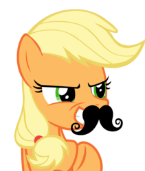 Size: 4000x4736 | Tagged: artist needed, source needed, safe, applejack, earth pony, pony, g4, facial hair, female, moustache, simple background, solo, transparent background