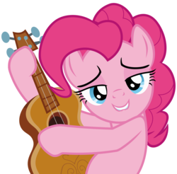 Size: 4398x4320 | Tagged: safe, artist:sollace, pinkie pie, pony, g4, honest apple, .svg available, absurd resolution, female, guitar, lip bite, looking at you, show accurate, simple background, solo, transparent background, vector