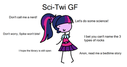 Size: 648x341 | Tagged: safe, artist:pastelhorses, sci-twi, twilight sparkle, equestria girls, g4, c:, cute, female, ideal gf, implied anon, meme, simple background, smiling, solo, white background