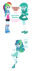 Size: 588x1248 | Tagged: safe, artist:berrypunchrules, rainbow dash, spring melody, sprinkle medley, oc, oc:drizzle fog, equestria girls, g4, equestria girls-ified, fusion, fusion:rainbow dash, fusion:spring melody, fusion:sprinkle medley, shoes, sneakers