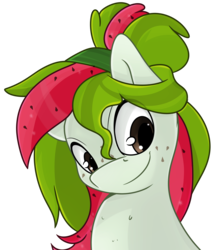 Size: 1586x1794 | Tagged: safe, artist:wulfanite, oc, oc only, oc:watermelana, pegasus, pony, bust, female, mare, multicolored hair, simple background, solo, transparent background