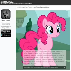 Size: 673x673 | Tagged: safe, pinkie pie, g4, amino, female, grindcore, heavy metal, napalm death, solo, text