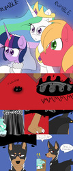 Size: 2400x5600 | Tagged: safe, artist:jake heritagu, big macintosh, lyra heartstrings, princess celestia, twilight sparkle, oc, oc:hades, alicorn, pony, comic:ask motherly scootaloo, g4, clothes, comic, dress, hades, ring, twilight sparkle (alicorn), wedding dress, wedding ring