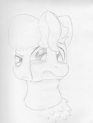 Size: 974x1280 | Tagged: dead source, safe, artist:andandampersand, oc, oc only, oc:andandampersand, pony, bust, clothes, crying, grayscale, monochrome, portrait, solo