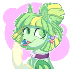Size: 1000x895 | Tagged: safe, artist:partypoison, artist:pixipoison, oc, oc only, oc:sourpatch, bat pony, pony, choker, simple background, solo