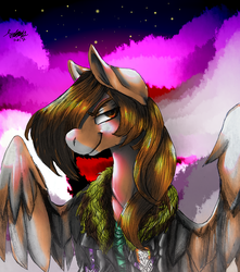 Size: 2233x2525 | Tagged: safe, artist:brainiac, oc, oc only, oc:liftan drift, pegasus, pony, bomber jacket, clothes, female, flirting, high res, mare, patch, smiling, smirk, solo