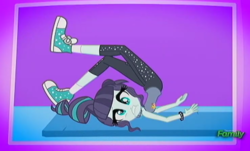 Size: 1108x670 | Tagged: safe, screencap, coloratura, epic fails, equestria girls, g4, my little pony equestria girls: summertime shorts, backbend, converse, derp, female, frown, gritted teeth, ouch, rara, shoes, sneakers, solo, wide eyes, yoga