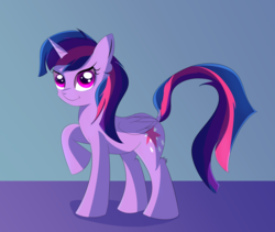 Size: 3070x2585 | Tagged: safe, artist:brok-enwings, twilight sparkle, alicorn, pony, g4, female, high res, mare, raised hoof, smiling, solo, twilight sparkle (alicorn)