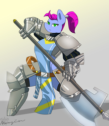 Size: 2000x2300 | Tagged: safe, artist:mopyr, oc, oc only, anthro, armor, halberd, high res, pose, solo, weapon