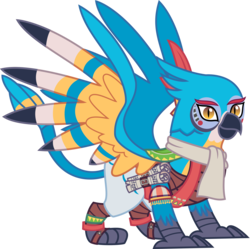 Size: 2834x2824 | Tagged: safe, artist:sketchmcreations, griffon, rito, griffonized, high res, inkscape, kass, simple background, species swap, the legend of zelda, the legend of zelda: breath of the wild, transparent background, vector
