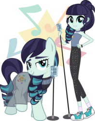 Size: 3854x4902 | Tagged: safe, artist:jhayarr23, coloratura, earth pony, human, pony, epic fails, equestria girls, g4, my little pony equestria girls: summertime shorts, alternate hairstyle, bedroom eyes, clothes, converse, cutie mark background, female, human ponidox, mare, microphone, rara, self ponidox, shoes, simple background, sneakers, socks, solo, spiked wristband, transparent background, vector, wristband