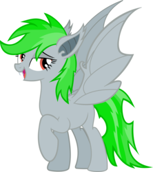 Size: 2867x3232 | Tagged: safe, artist:skyremixer, oc, oc only, oc:sky remixer, bat pony, pony, female, high res, mare, raised hoof, simple background, solo, transparent background