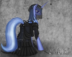 Size: 1600x1280 | Tagged: safe, artist:lucky dragoness, oc, oc only, oc:lacunae, alicorn, pony, fallout equestria, fallout equestria: project horizons, alicorn oc, butt, clothes, dress, female, looking at you, looking back, mare, plot, solo