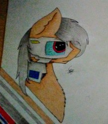 Size: 1140x1314 | Tagged: safe, artist:xxenocage, oc, oc only, oc:josh, pony, bionic, doodle, life support, solo, traditional art