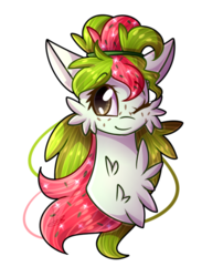 Size: 500x619 | Tagged: safe, artist:soundwavepie, oc, oc only, oc:watermelana, pony, bust, chest fluff, fluffy, freckles, looking at you, solo