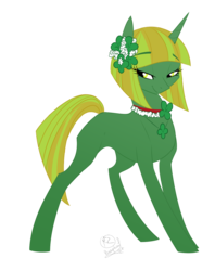 Size: 1016x1282 | Tagged: safe, artist:basykail, oc, oc only, pony, unicorn, clover, concave belly, female, four leaf clover, mare, simple background, slender, solo, thin, transparent background