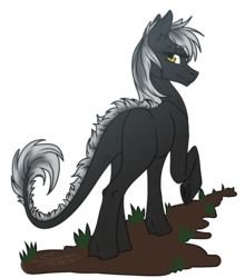Size: 880x1000 | Tagged: safe, artist:sunny way, oc, oc only, oc:hara, earth pony, monster pony, original species, pony, tatzlpony, rcf community, augmented tail, colored, colored lineart, commission, cute, female, mare, raised hoof, simple background, solo, tail, transparent background, underhoof, walking