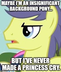 Size: 442x516 | Tagged: safe, edit, edited screencap, screencap, comet tail, pony, unicorn, g4, background pony, image macro, male, meme, solo, stallion