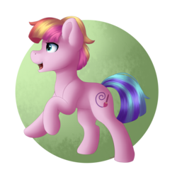 Size: 2000x2000 | Tagged: safe, artist:spirit-dude, toola roola, earth pony, pony, fame and misfortune, g4, female, filly, high res, open mouth, smiling, solo