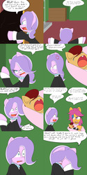 Size: 1600x3200 | Tagged: safe, artist:jake heritagu, diamond tiara, scootaloo, oc, oc:lightning blitz, pegasus, pony, comic:ask motherly scootaloo, g4, baby, baby pony, clothes, colt, comic, crying, dialogue, dress, facehoof, female, hairpin, holding a pony, male, mother and son, motherly scootaloo, offspring, older, older diamond tiara, older scootaloo, parent:rain catcher, parent:scootaloo, parents:catcherloo, speech bubble