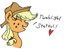 Size: 740x571 | Tagged: safe, artist:faience, applejack, earth pony, pony, g4, eyes closed, female, heart, mare, profile, simple background, sketch, smiling, solo, white background