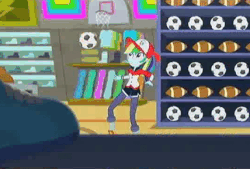 Size: 428x289 | Tagged: safe, screencap, rainbow dash, epic fails, equestria girls, g4, my little pony equestria girls: summertime shorts, animated, ball, converse, cute, dashabetes, female, football, gif, shoes, sneakers