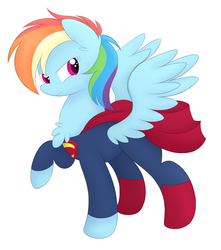 Size: 1495x1691 | Tagged: safe, artist:php66, rainbow dash, pegasus, pony, g4, chest fluff, crossover, female, male, mare, simple background, solo, superman, white background