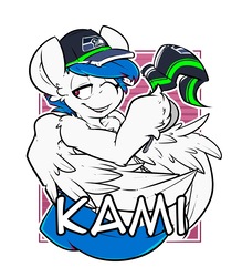 Size: 2100x2400 | Tagged: safe, artist:bbsartboutique, oc, oc only, oc:kami, pegasus, pony, american football, badge, con badge, high res, nfl, seattle seahawks, solo