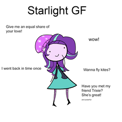 Size: 1650x1650 | Tagged: safe, artist:tjpones, starlight glimmer, equestria girls, g4, c:, cute, female, glimmerbetes, ideal gf, meme, simple background, smiling, solo, stick figure, that pony sure does love kites, white background, wow! glimmer