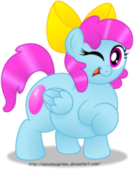 Size: 1024x1304 | Tagged: safe, artist:aleximusprime, oc, oc only, oc:bubble bounce, pegasus, pony, fat, looking at you, one eye closed, simple background, transparent background, wink