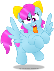 Size: 1024x1346 | Tagged: safe, artist:aleximusprime, oc, oc only, oc:bubble bounce, pegasus, pony, derp, fat, silly, silly face, silly pony, simple background, tongue out, transparent background