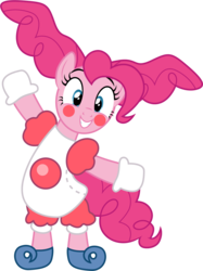 Size: 1001x1335 | Tagged: safe, artist:cloudy glow, pinkie pie, earth pony, mr. mime, pony, g4, clothes, cosplay, costume, female, mare, nintendo, pokémon, simple background, solo, transparent background