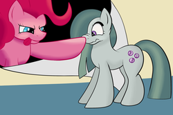 Size: 3000x2000 | Tagged: safe, artist:huffy26, marble pie, pinkie pie, earth pony, pony, g4, atg 2017, boop, fourth wall, high res, newbie artist training grounds, tongue out