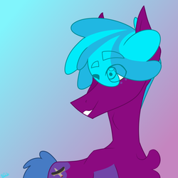 Size: 844x844 | Tagged: safe, artist:moonakart13, artist:moonaknight13, oc, oc only, earth pony, pony, freckles, gradient background, markings, one eye closed, wink