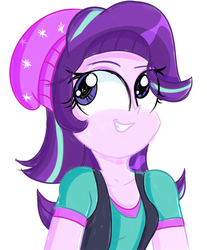 Size: 1280x1547 | Tagged: safe, artist:pastelhorses, starlight glimmer, equestria girls, g4, beanie, cute, female, glimmerbetes, hat, simple background, sketch, smiling, solo, white background